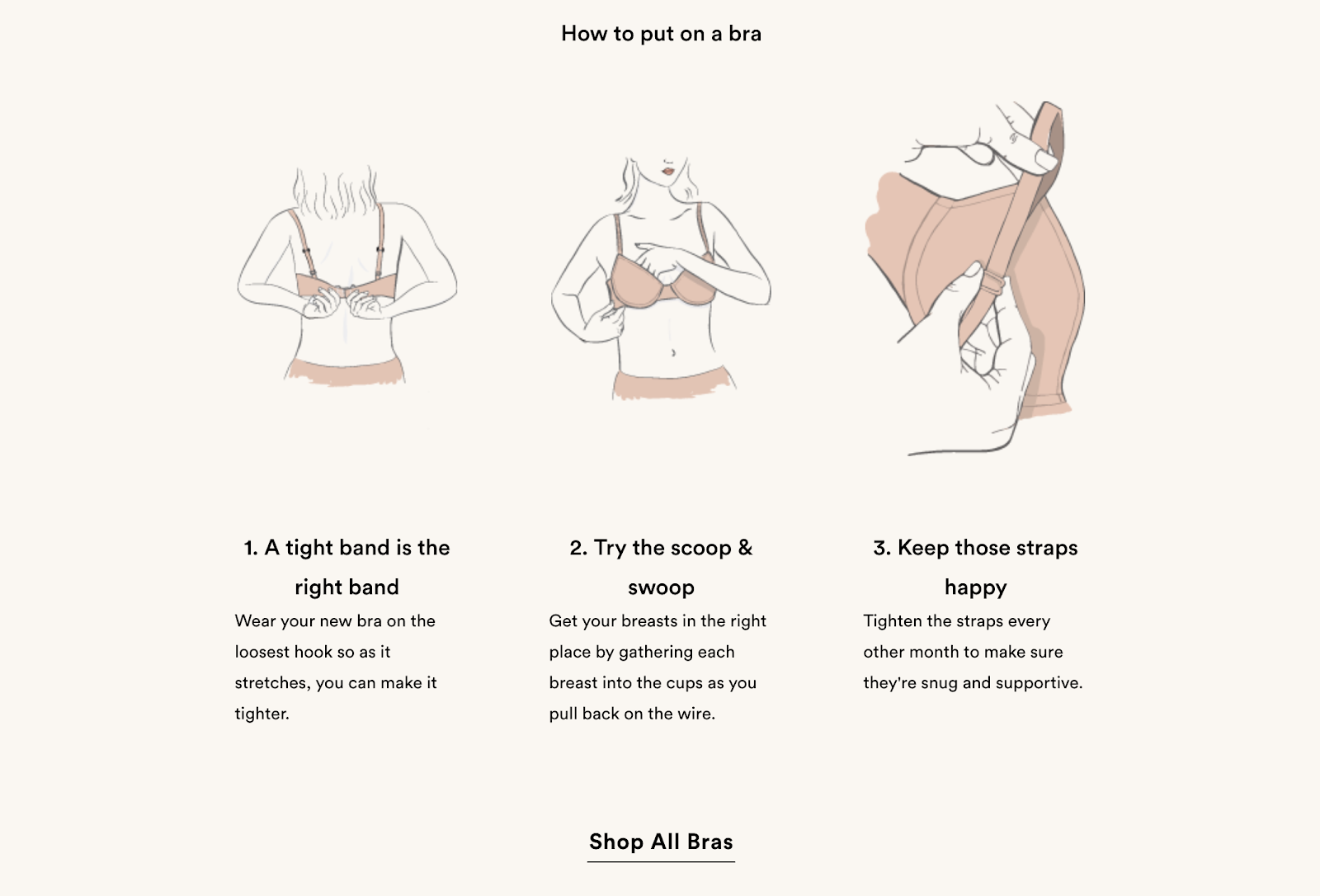 Screenshot of Third Love’s Bra 101 Guide, detailing how to find the right fit.