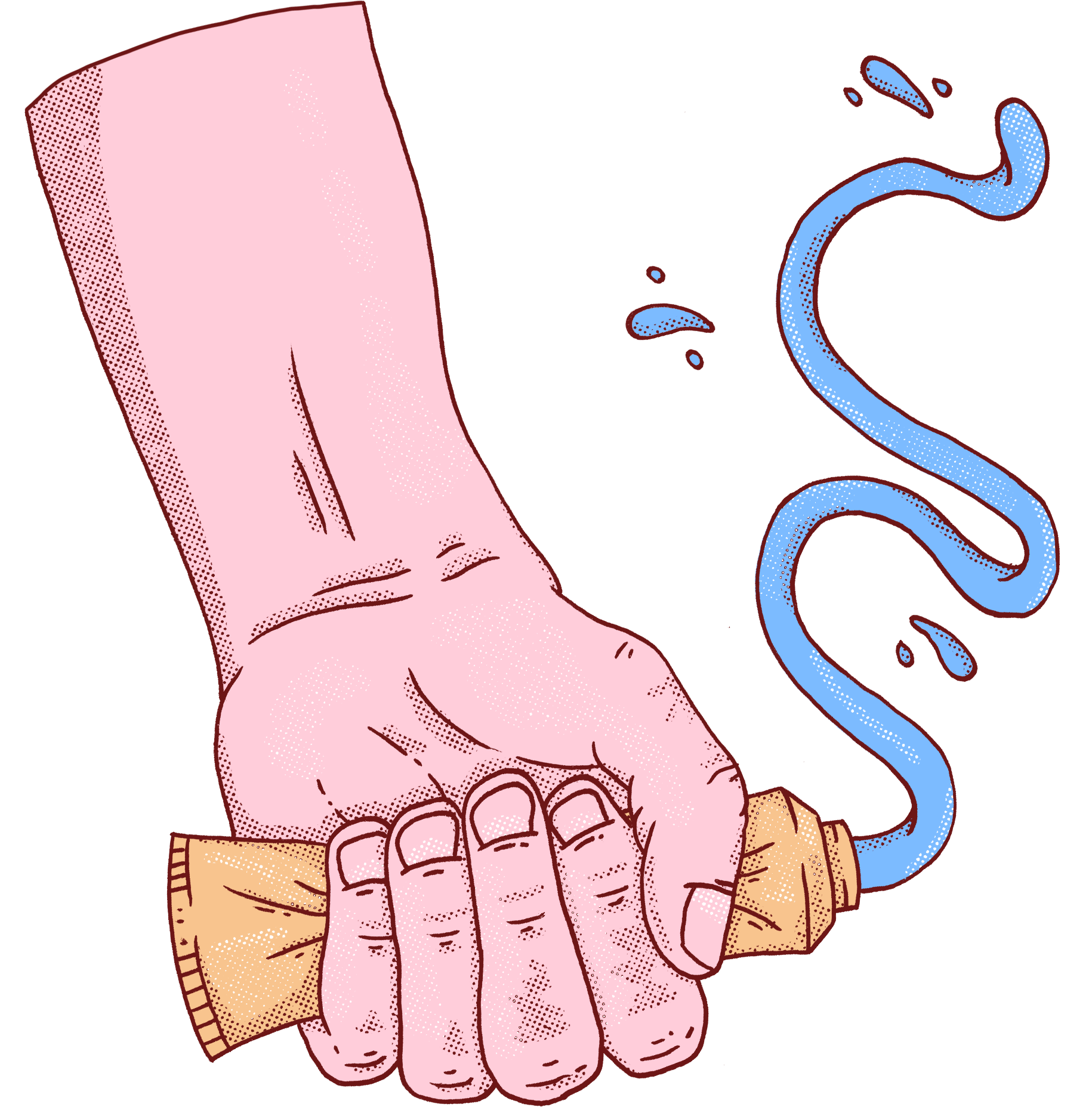 Illustration of a hand holding a phone with a question mark
