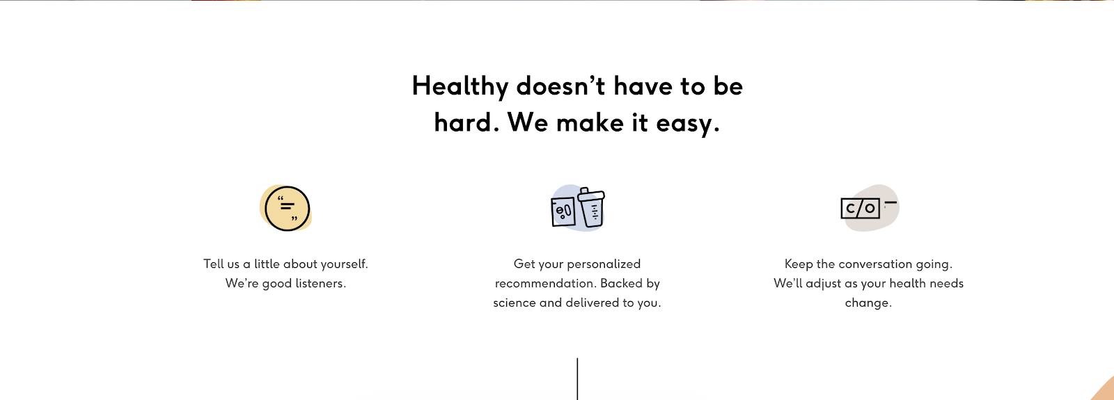 Screenshot of Care/Of website, prompting users to take a health quiz. 